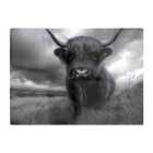 Warren Reed - Designer Black And White Highland Cow Glass Chopping Board