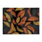 Warren Reed - Designer Orange Feather Leaves Glass Chopping Board