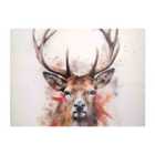 Warren Reed - Designer Watercolour Splashart Stag Face Glass Chopping Board