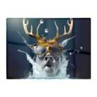 Warren Reed - Designer Stag With Glasses Splashart Glass Chopping Board