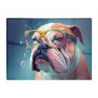 Warren Reed - Designer Bulldog With Glasses Splashart Glass Chopping Board