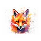 Warren Reed - Designer Watercolour Splashart Fox Face Glass Chopping Board