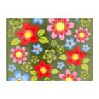 Warren Reed - Designer Red And Blue Flowers Glass Chopping Board