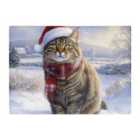 Warren Reed - Designer Christmas Tabby Cat Glass Chopping Board