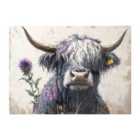 Warren Reed - Designer Highland Cow Amongst Thistles Chopping Board