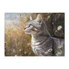 Warren Reed - Designer Silver Tabby Cat In A Spring Meadow Chopping Board