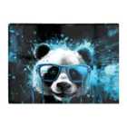 Warren Reed - Designer Blue Splashart Panda Face Glass Chopping Board