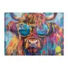 Warren Reed - Designer Splashart Highland Cow With Glasses Chopping Board