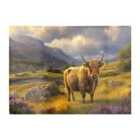 Warren Reed - Designer Springtime Highland Cow Glass Chopping Board