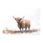 Warren Reed - Designer Highland Cow Watercolour Glass Chopping Board