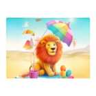 Warren Reed - Designer Lion On A Beach Holiday Glass Chopping Board