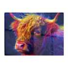 Warren Reed - Designer Vibrant Highland Cow Chopping Board