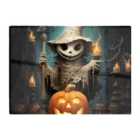 Warren Reed - Designer Creepy Ghost With Pumpkins Glass Chopping Board