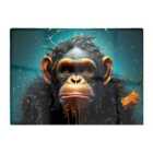 Warren Reed - Designer Monkey Face Splashart Blue Glass Chopping Board