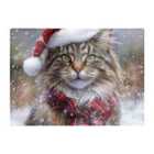 Warren Reed - Designer Snowy Christmas Maine Coon Cat Glass Chopping Board