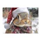 Warren Reed - Designer Christmas Brown Rabbit Glass Chopping Board