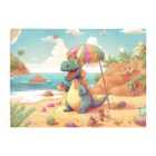 Warren Reed - Designer Dragon On A Beach Holiday Glass Chopping Board