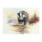 Warren Reed - Designer Wading Badger Watercolour Glass Chopping Board