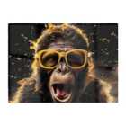 Warren Reed - Designer Splashart Monkey Face With Yellow Glasses Glass Chopping Board