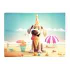 Warren Reed - Designer Dog On A Beach Holiday Glass Chopping Board