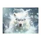 Warren Reed - Designer White Wolf With Glasses Splashart Glass Chopping Board