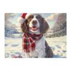 Warren Reed - Designer Snowy Christmas Springer Spaniel Glass Chopping Board