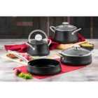 Rozi Dora Collection 7-Piece Non-Stick Granite Cookware Set (Black)