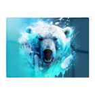 Warren Reed - Designer Polar Bear Face Splashart Glass Chopping Board