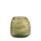 Crossland Grove Massy Handblown Carved Glass Vase Olive 240Mm