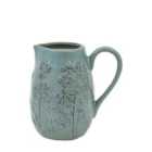Crossland Grove Wildflower Embossed Ceramic Jug Duck Egg 210X145X205Mm