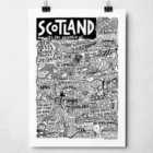 Sketchbook Design Scotland Landmarks A4 Print - Black Frame