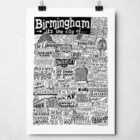 Sketchbook Design Birmingham Landmarks A4 Print - Black Frame