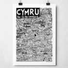 Sketchbook Design Cymru Landmarks A3 Print - Black Frame