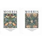 William Morris Strawberry Thief Honeysuckle Set Of 2 Framed Art 30X40Cms