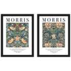 William Morris Strawberry Thief Honeysuckle Set Of 2 Framed Art 30X40Cms