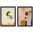 Arty Guava The Chrysanthemum Waiting Set Of 2 Framed Art 30X40Cms