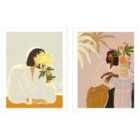 Arty Guava The Chrysanthemum Waiting Set Of 2 Framed Art 30X40Cms