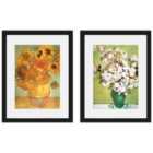 Vincent Van Gogh Sunflowers Vase Avec Roses Set Of 2 Framed Art 30X40Cms
