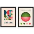 Emel Tunaboylu Bauhaus Kutular 2 Bauhaus Yesil Daire Set Of 2 Framed Art 30X40Cms