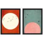 Kubistka A Beautiful Day Warm Feelings Set Of 2 Framed Art 30X40Cms