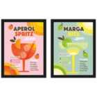 Dominique Vari Aperol Spritz Margarita Set Of 2 Framed Art 30X40Cms