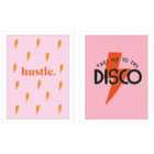 Duchess Plum Hustle Take Me To The Disco Set Of 2 Framed Art 30X40Cms