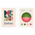 Emel Tunaboylu Bauhaus Kutular 2 Bauhaus Yesil Daire Set Of 2 Framed Art 30X40Cms