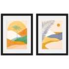 Dominique Vari Leaf Landscape Palm Tree Landscape Set Of 2 Framed Art 30X40Cms
