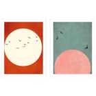 Kubistka A Beautiful Day Warm Feelings Set Of 2 Framed Art 30X40Cms