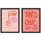 Grace Digital 1X Studio Magiqueface Tres Chic Pink Set Of 2 Framed Art 30X40Cms