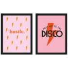 Duchess Plum Hustle Take Me To The Disco Set Of 2 Framed Art 30X40Cms