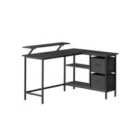 Vasagle L-shaped Desk With 2 Spacious Drawers and Adjustable Storage Shelf - Ebony Black