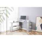 Kosy Koala Grey Office Desk L-Shaped with Storage Shelves Wooden Room Furniture for Home, Study, and Office