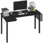 HOMCOM L-Shaped Corner Desk Computer with Fabric Bag and Hooks, Black